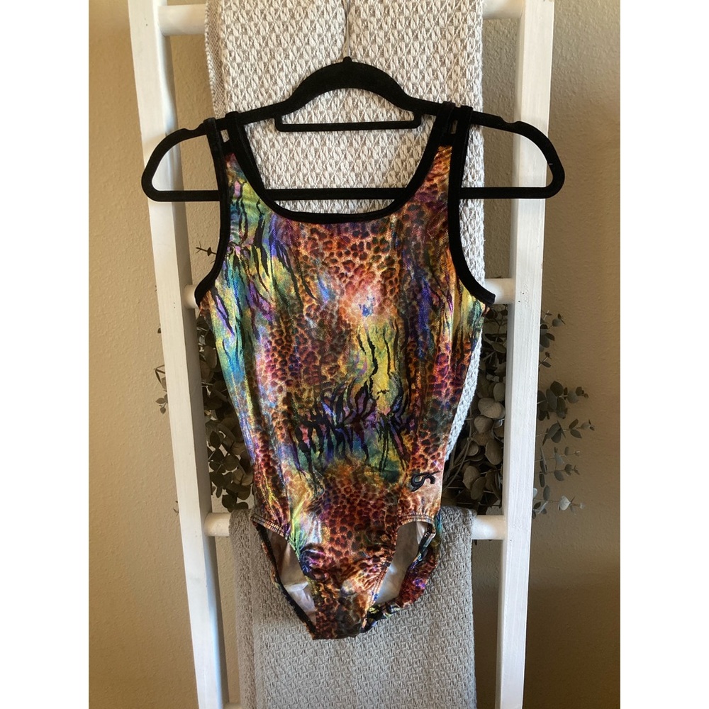 CK animal print dance gymnastics leotard